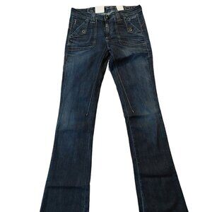 G-Star 3301 Speed Bell Cut Flare Trash Wash Blue Denim Jeans Sz 26 x 35 NWT